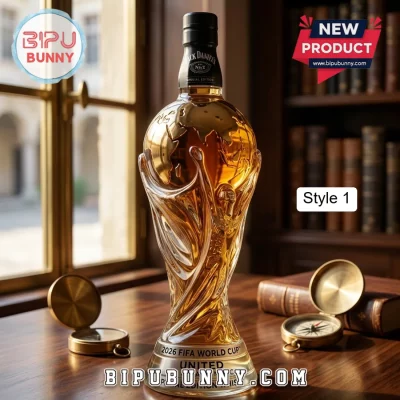 FIFA World Cup 2026 United USA Canada Mexico Trophy Glass Whiskey Bottle