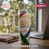 2026 FIFA World Cup stainless steel tumbler with handle, straw, and graphics of the USA, Canada, and Mexico skylines.!
