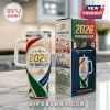 2026 FIFA World Cup stainless steel tumbler with handle and straw, featuring USA, Canada, and Mexico national landmarks.!
