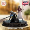 Final Fantasy VII 30th anniversary resin statue featuring Sephiroth kneeling and Aerith holding a staff on a stone base.!