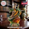 Crystal snake-shaped decanter with green and amber facets, engraved with FAMU and a 140th anniversary commemorative plaque.!