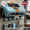 Ford GT40 Mk II wall-mounted key holder in light blue with orange stripe, number 1 decal, and five keychain hooks.!