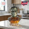 Frankenstein monster faceted glass decanter with a metal screw cap and text reading Frankenstein 95th Anniversary.!