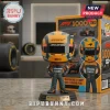 McLaren Racing 1000th Grand Prix collectible vinyl figure wearing an orange and blue helmet and race suit with a display box.!