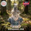Gandalf faceted crystal bust figurine on a mossy tree stump with clear glass pointed hat and engraved name plate.!