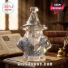 Gandalf crystal glass bust with pointed hat on wooden pedestal, labeled Gandalf 2001-2026, set against a library backdrop.!