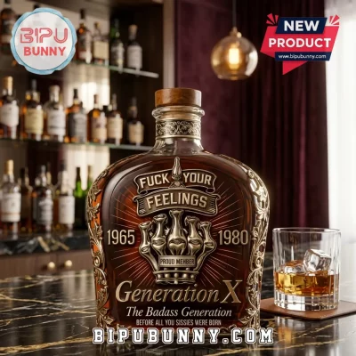 Generation X Fuck Your Feelings Embossed Glass Whiskey Decanter