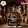 Generation X glass whiskey bottle with ornate gold lettering, 1965-1980 dates, and castle cellar background.!