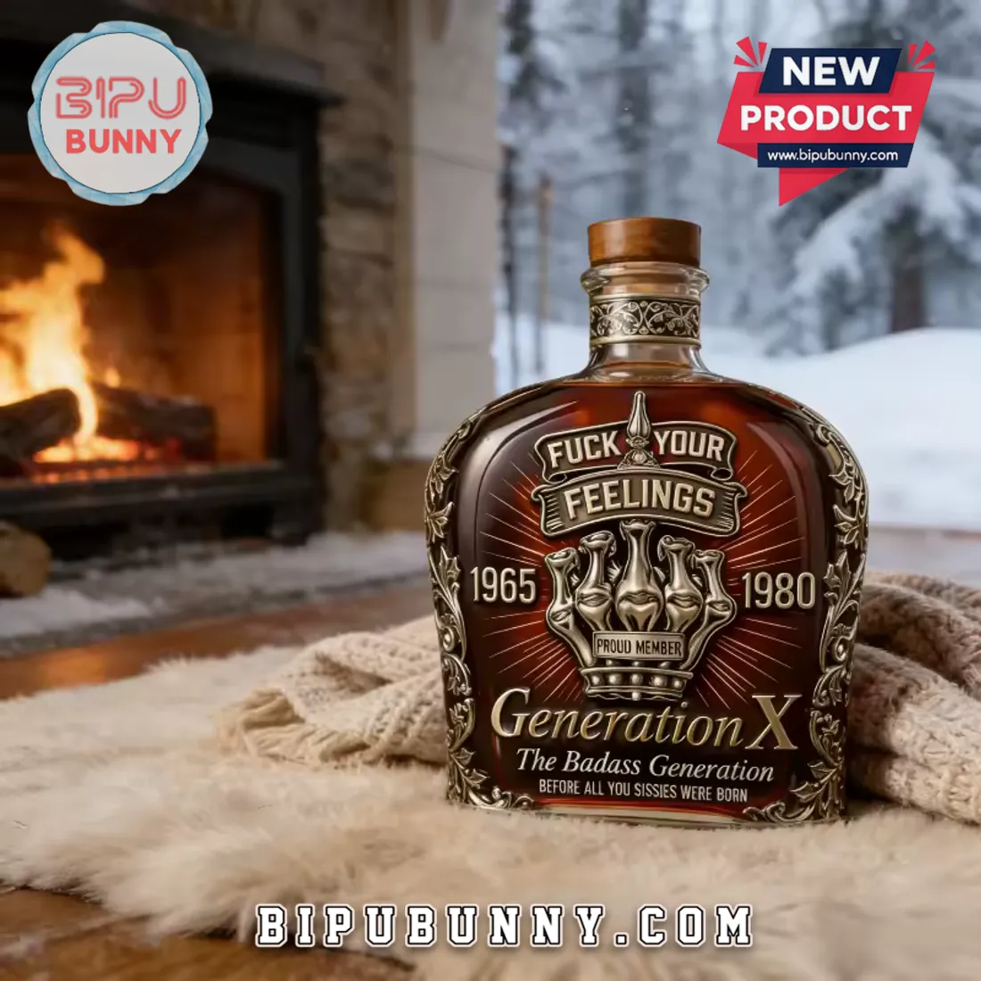 Generation X Fuck Your Feelings Embossed Glass Whiskey Decanter Generation X Fuck Your Feelings Embossed Glass Whiskey Decanter