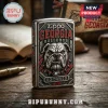 Zippo Georgia Bulldogs metal lighter featuring a 3D silver bulldog head, red accents, and Go Dawgs text on wood table.!
