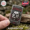 Zippo Georgia Bulldogs metal lighter with a 3D embossed bulldog head, red accents, and Go Dawgs text on wood background.!