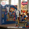 Paris Saint-Germain building block set featuring Germain the lynx mascot holding a Champions League trophy on display.!