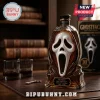 Ghostface 30th Anniversary glass decanter filled with amber liquid, featuring a white sculpted mask and commemorative plaque.!