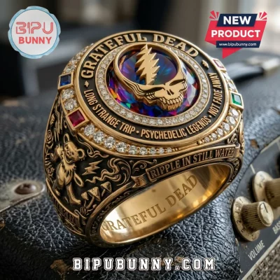 Grateful Dead Long Strange Trip Gold Plated Embossed Ring
