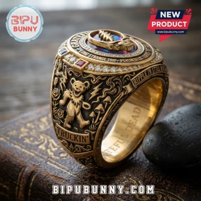 Grateful Dead Long Strange Trip Gold Plated Embossed Ring
