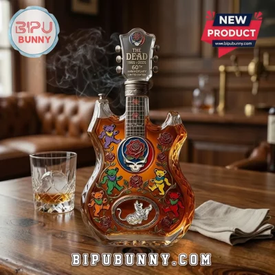 Grateful Dead x 60th Anniversary Sculpted Glass Guitar Whiskey Decanter
