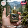 Great Smoky Mountains 100th anniversary metal flip lighter featuring a black bear, deer, turkey, and scenic mountain art.!