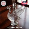 Crystal swan decanter featuring etched wings and a diamond-shaped stopper, inscribed with The World's Best Tasting Vodka.!