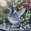 Crystal swan decanter with faceted body and wing detail, featuring engraved text reading The World’s Best Tasting Vodka.!