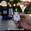 Silver metal flip-top lighter featuring Grey Goose 30th Anniversary branding and blue decorative scrollwork details.!