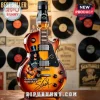 Jack Daniel's No. 7 whiskey bottle shaped like a sunburst electric guitar featuring Slash and his autograph.!