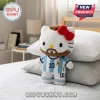 Hello Kitty plush wearing an Argentina national football team jersey with number 10 and a brown beard on a bed.!