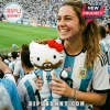 Hello Kitty plush doll with a beard wearing a light blue and white Argentina soccer jersey with the number 10.!