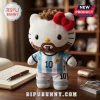 Hello Kitty plush wearing a white and light blue Argentina soccer jersey with number 10, brown hair, and beard.!