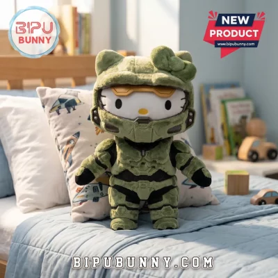 Hello Kitty x Halo Master Chief Green Spartan Armor Soft Stuffed Plush Toy