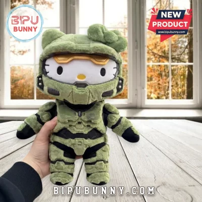 Hello Kitty x Halo Master Chief Green Spartan Armor Soft Stuffed Plush Toy