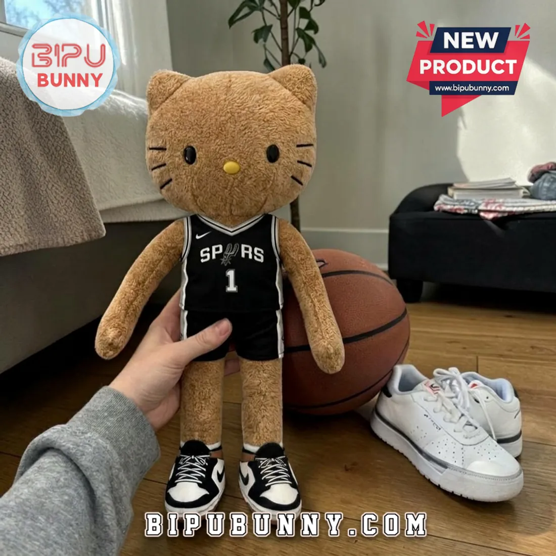 Hello Kitty x San Antonio Spurs Victor Wembanyama Brown Plush Basketball Toy Hello Kitty x San Antonio Spurs Victor Wembanyama Brown Plush Basketball Toy