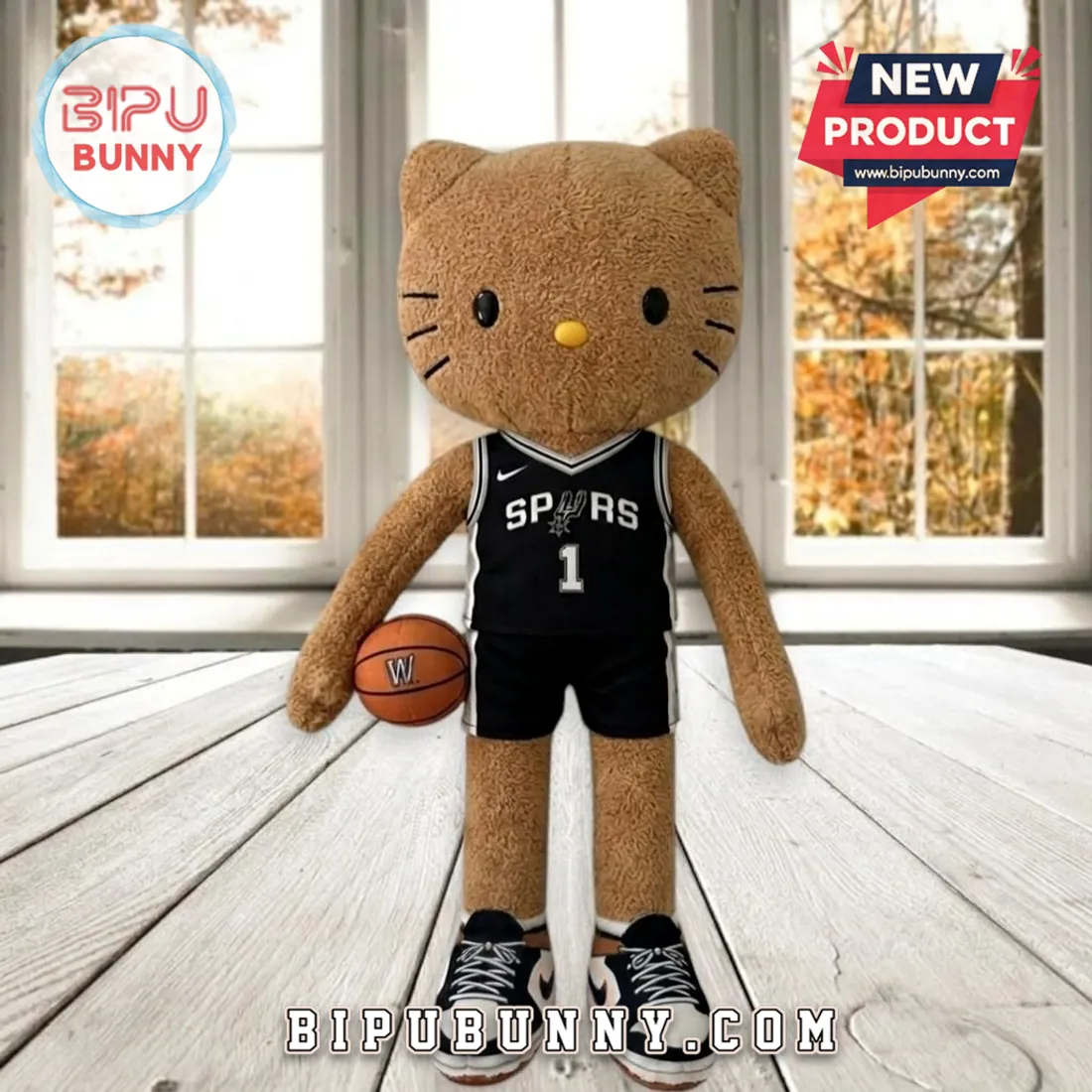 Hello Kitty x San Antonio Spurs Victor Wembanyama Brown Plush Basketball Toy Hello Kitty x San Antonio Spurs Victor Wembanyama Brown Plush Basketball Toy