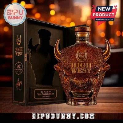 High West 20th Anniversary Sculpted Glass American Bison Head Whiskey Decanter