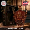 High West 20th anniversary whiskey bottle shaped like a buffalo head in a black presentation box on a wooden table.!