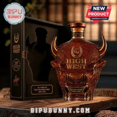 High West 20th Anniversary Sculpted Glass American Bison Head Whiskey Decanter