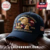 Navy blue baseball cap with embroidered bald eagle, Statue of Liberty, Liberty Bell, and 1776-2026 250th anniversary text.!
