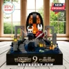 Hollow Knight brick building set with Knight and Hornet figures on a stand commemorating the 9th anniversary.!