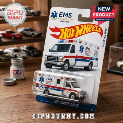 Hot Wheels EMS 60th Anniversary Ambulance Diecast Vehicle