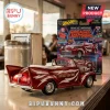 Hot Wheels Greased Lightning die-cast car in red paint with white lightning decals and matching blister card packaging.!