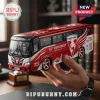 Red and white Sydney Swans 152nd anniversary toy bus model with team logo, text 1874-2026, and Swans Forever branding.!