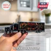 Die-cast metal black semi-truck toy featuring Rush band imagery, Fifty Something Tour branding, and chrome detailing.!