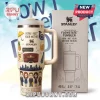 Cream-colored Stanley 40oz tumbler featuring How I Met Your Mother icons, character art, and MacLaren's Pub graphic.!