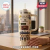 Cream-colored Stanley tumbler featuring How I Met Your Mother illustrations including a booth, umbrella, and the main cast.!
