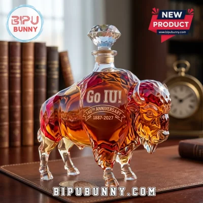 Indiana Hoosiers 140th Anniversary Bison Glass Whiskey Decanter