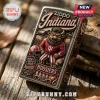Indiana Hoosiers Zippo lighter with embossed bison mascot, football helmet, and stadium graphics on a wooden surface.!