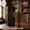 Indy 500 110th anniversary commemorative glass whiskey bottle with metal racing figure topper and display box.!