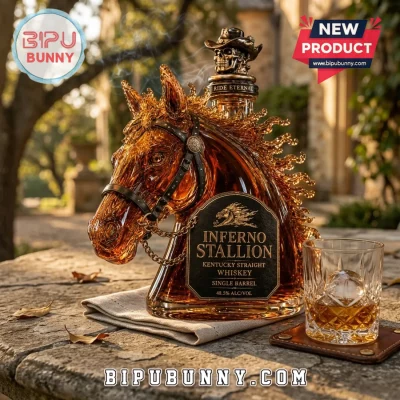 Inferno Stallion Sculpted Horse Glass Whiskey Decanter