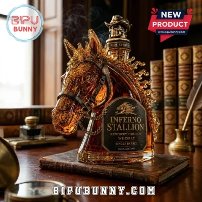 Inferno Stallion Sculpted Horse Glass Whiskey Decanter
