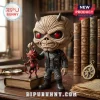 Vinyl figure of a horned entity in a leather jacket with 666 branding holding a small red devil on a string.!