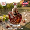 Iron Maiden The Trooper glass whiskey decanter bust with red faceted uniform, glowing eyes, and clear glass stopper.!